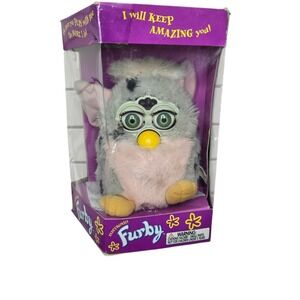Vintage Furby Pink & Gray Leopard Tiger Electronics, With Box Tested